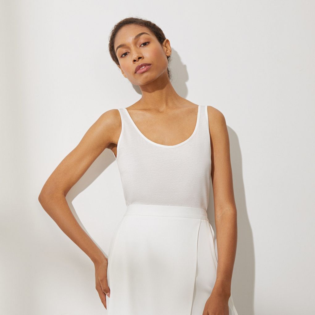 Топ из тонкого трикотажа, Молочный
Топ из тонкого трикотажа, Молочный