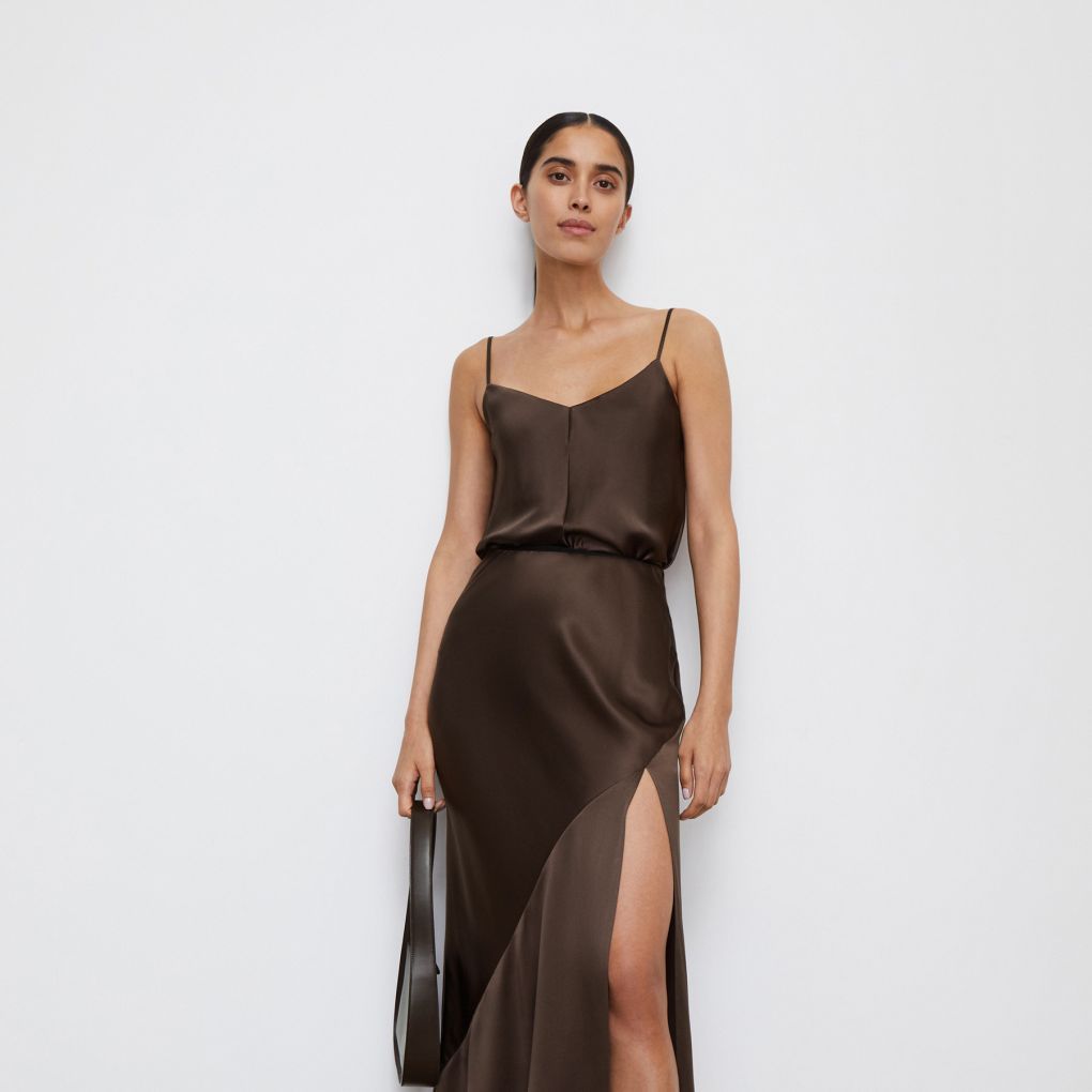 Юбка из шелка Mulberry с разрезом 12 STOREEZ, Коричневый 
Юбка из шелка Mulberry с разрезом 12 STOREEZ, Коричневый