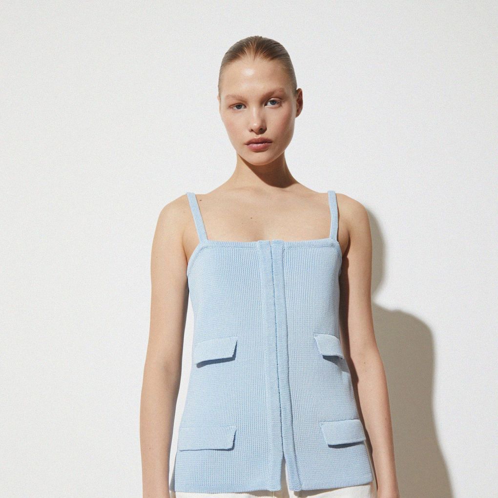 Топ из фактурного трикотажа удлинен, Голубой
Топ из фактурного трикотажа удлинен, Голубой