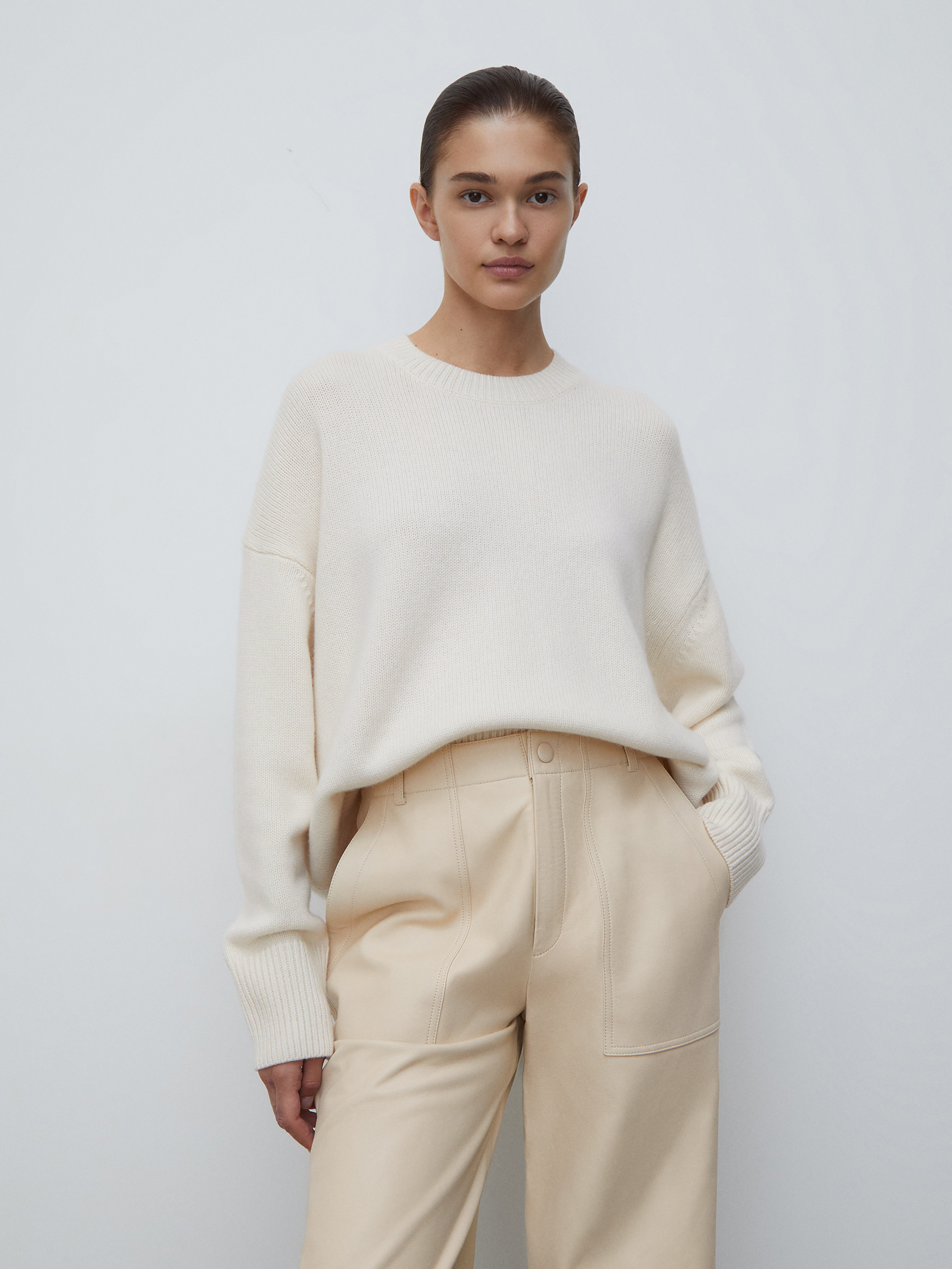 Джемпер из кашемира и шерсти 12 STOREEZ, Молочный 
Джемпер из кашемира и шерсти 12 STOREEZ, Молочный