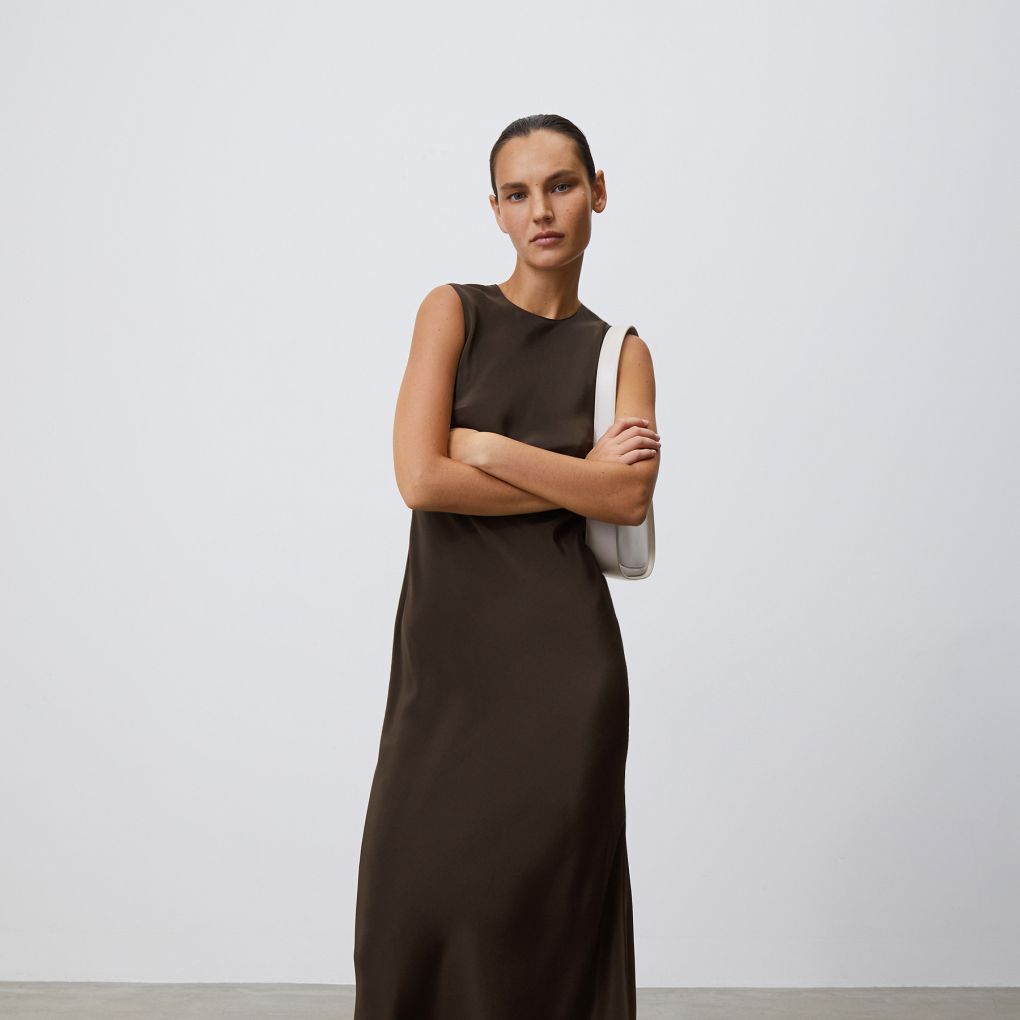 

Платье из шелка Mulberry 12 STOREEZ, Горький шоколад