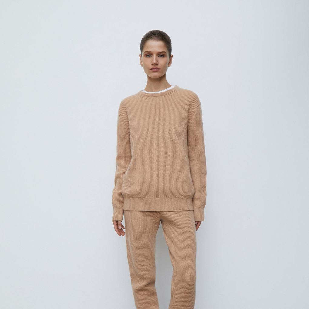 

Брюки в рубчик из кашемира и шерсти 12 STOREEZ, Песочный