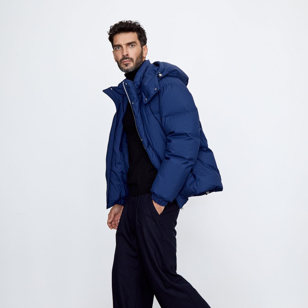 

Мужской пуховик укороченный 12 STOREEZ, Темно-синий