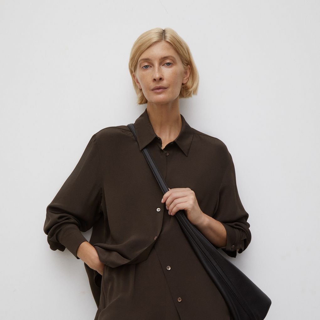 

Рубашка из шелка Mulberry 12 STOREEZ, Горький шоколад