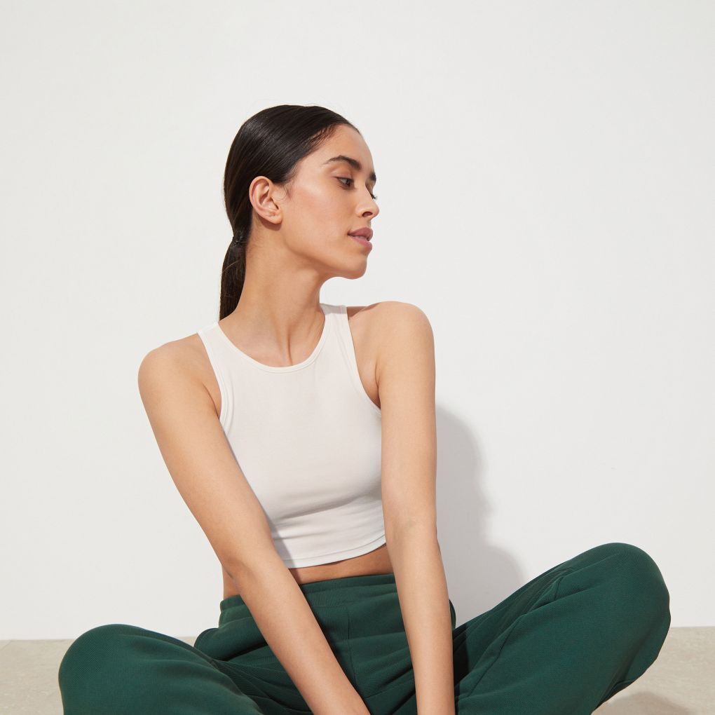 

Топ из трикотажа укороченный, Молочный