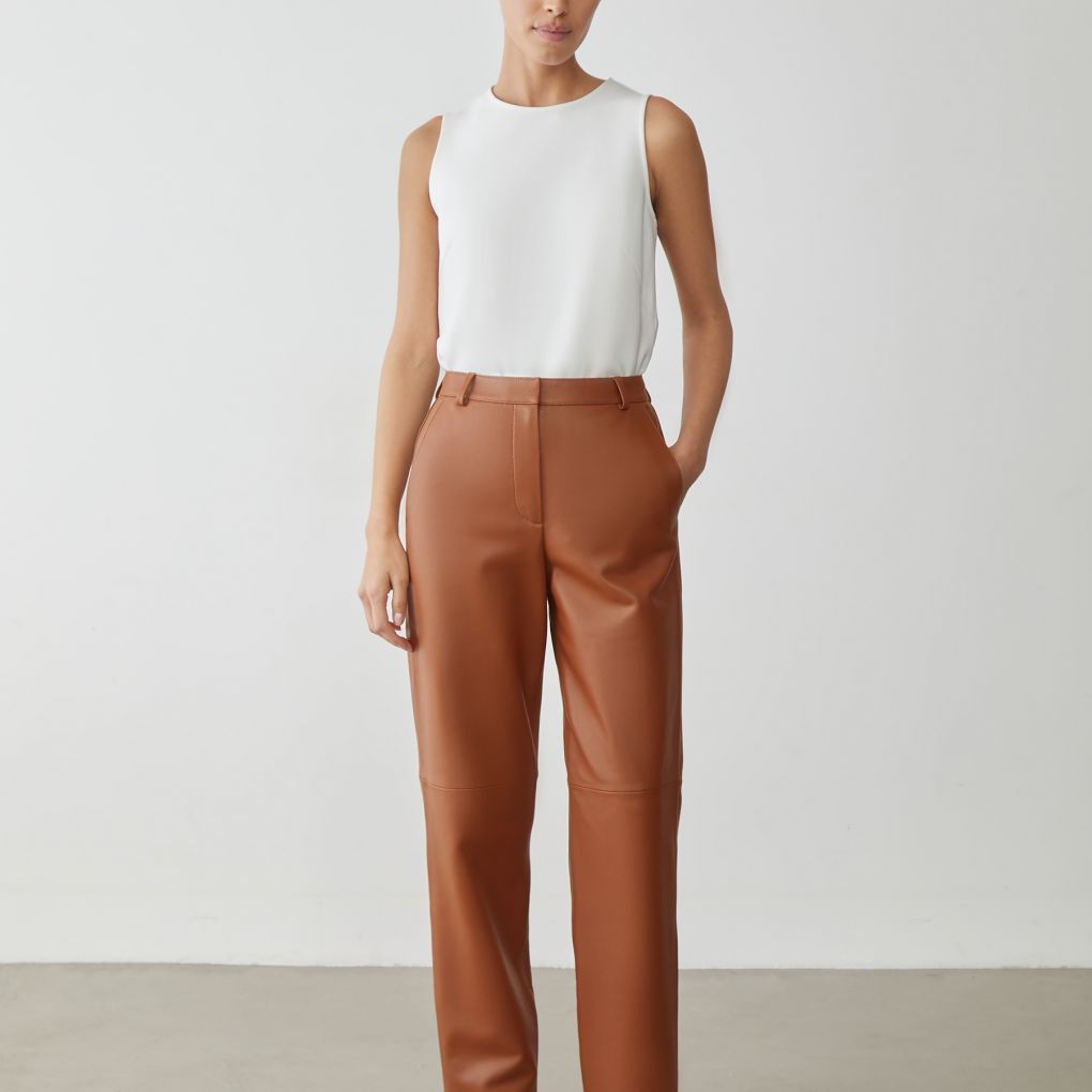 

Брюки Gentle из кожи 12 STOREEZ, Кирпичный