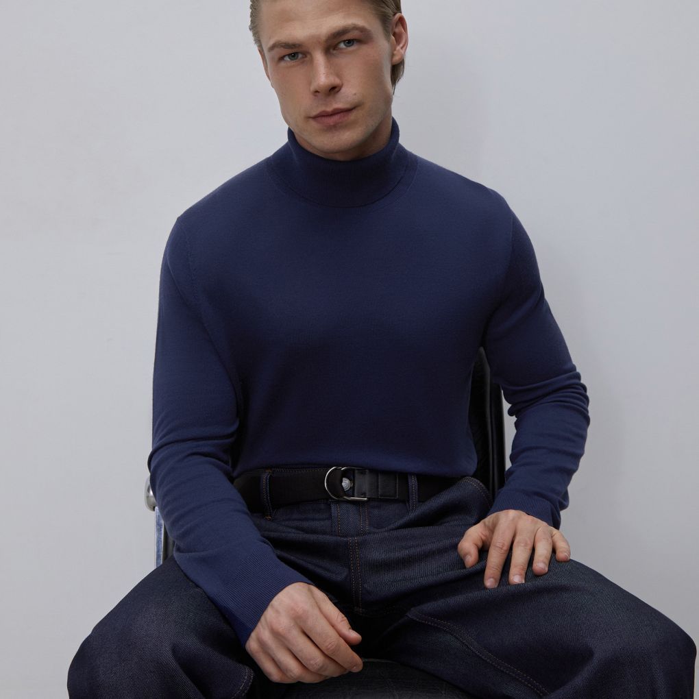

Водолазка из шерсти мериноса 12 STOREEZ, Синий