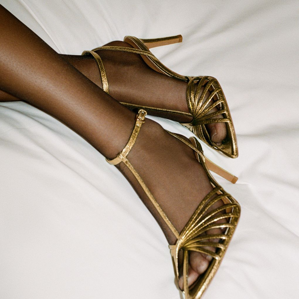 

Босоножки Ballroom из кожи 12 STOREEZ, Золото