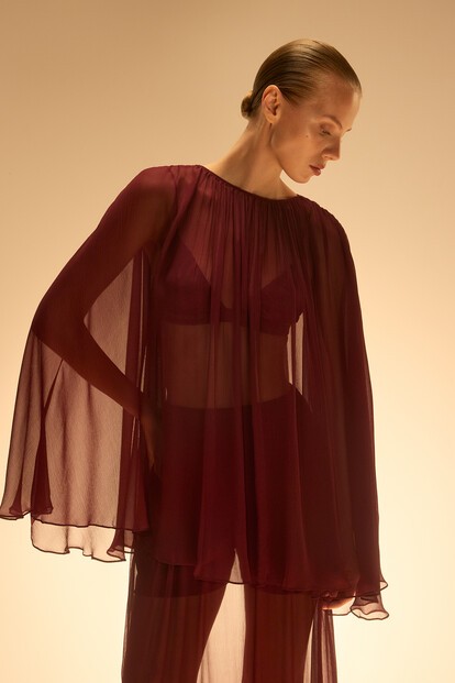 Накидка с топом-бра из шелка