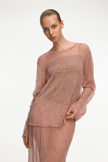 Лонгслив из жатого трикотажа