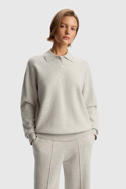 Джемпер-поло из шерсти и хлопка