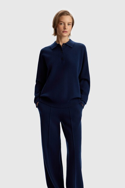 Джемпер-поло из шерсти и хлопка