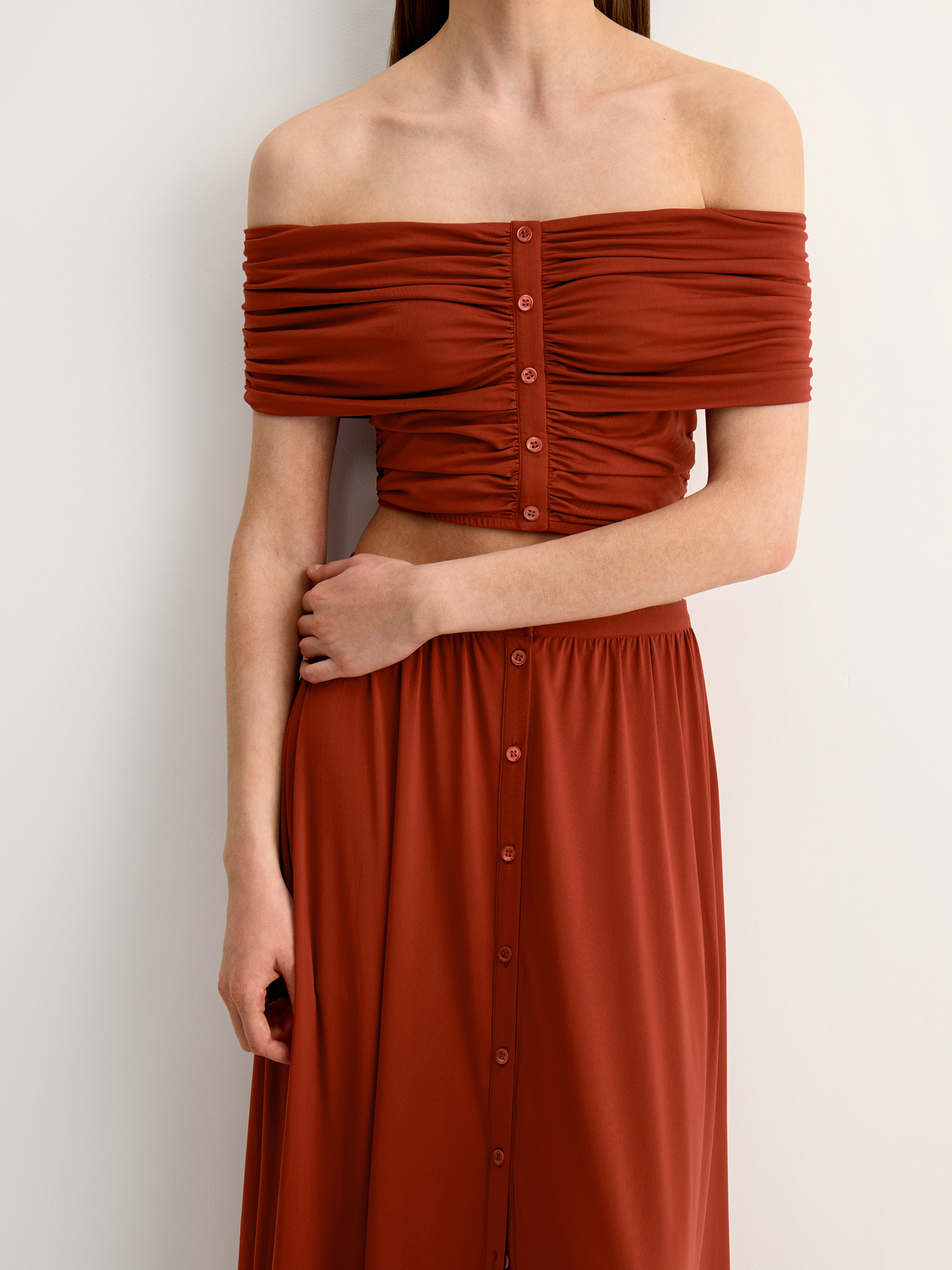 

Топ с драпировкой 12 STOREEZ, Кирпичный