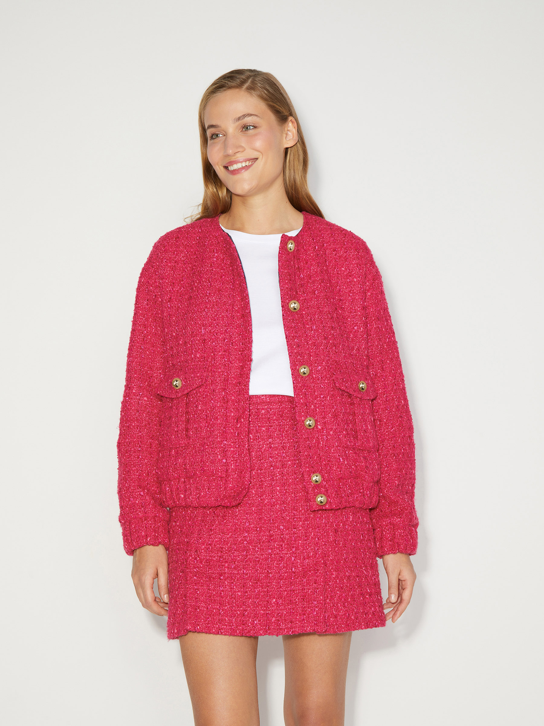 

Юбка мини из твида, Фуксия