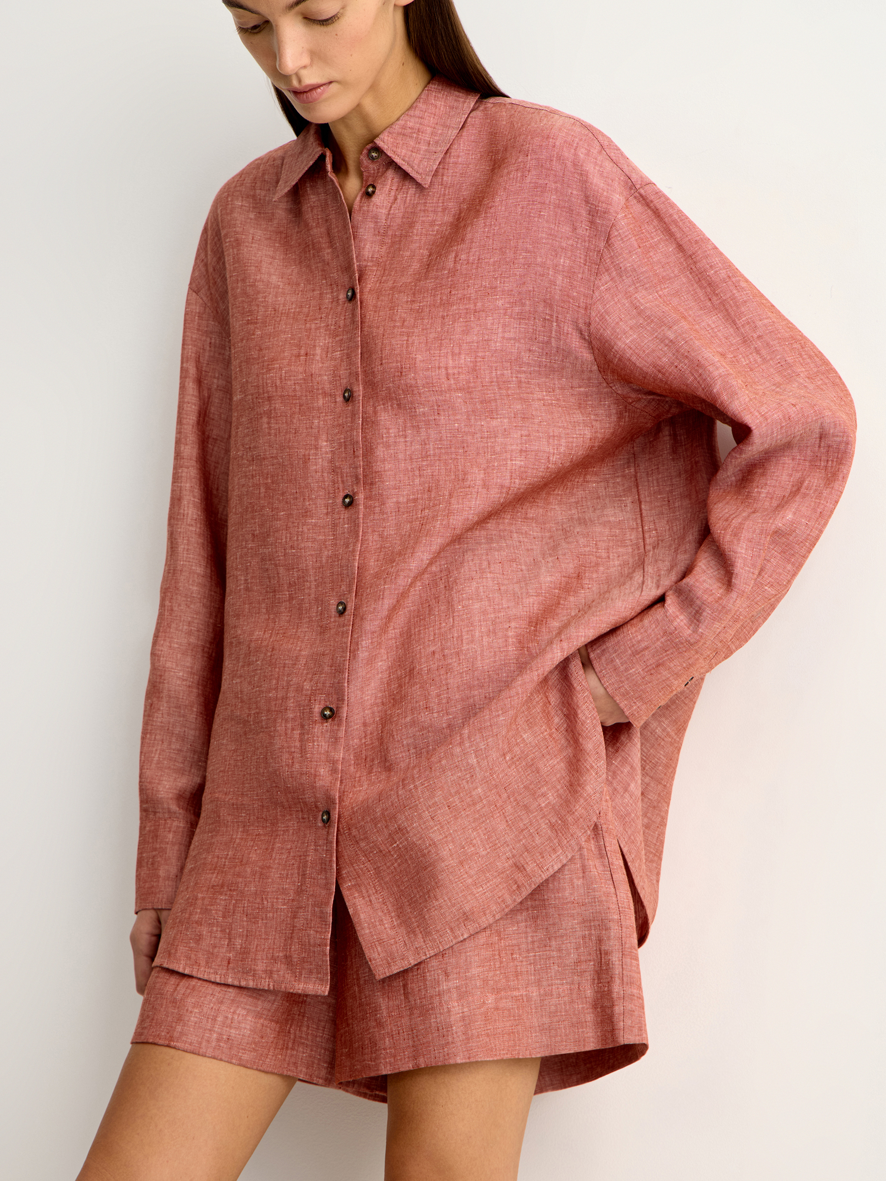 

Шорты льняные 12 STOREEZ, Кирпичный