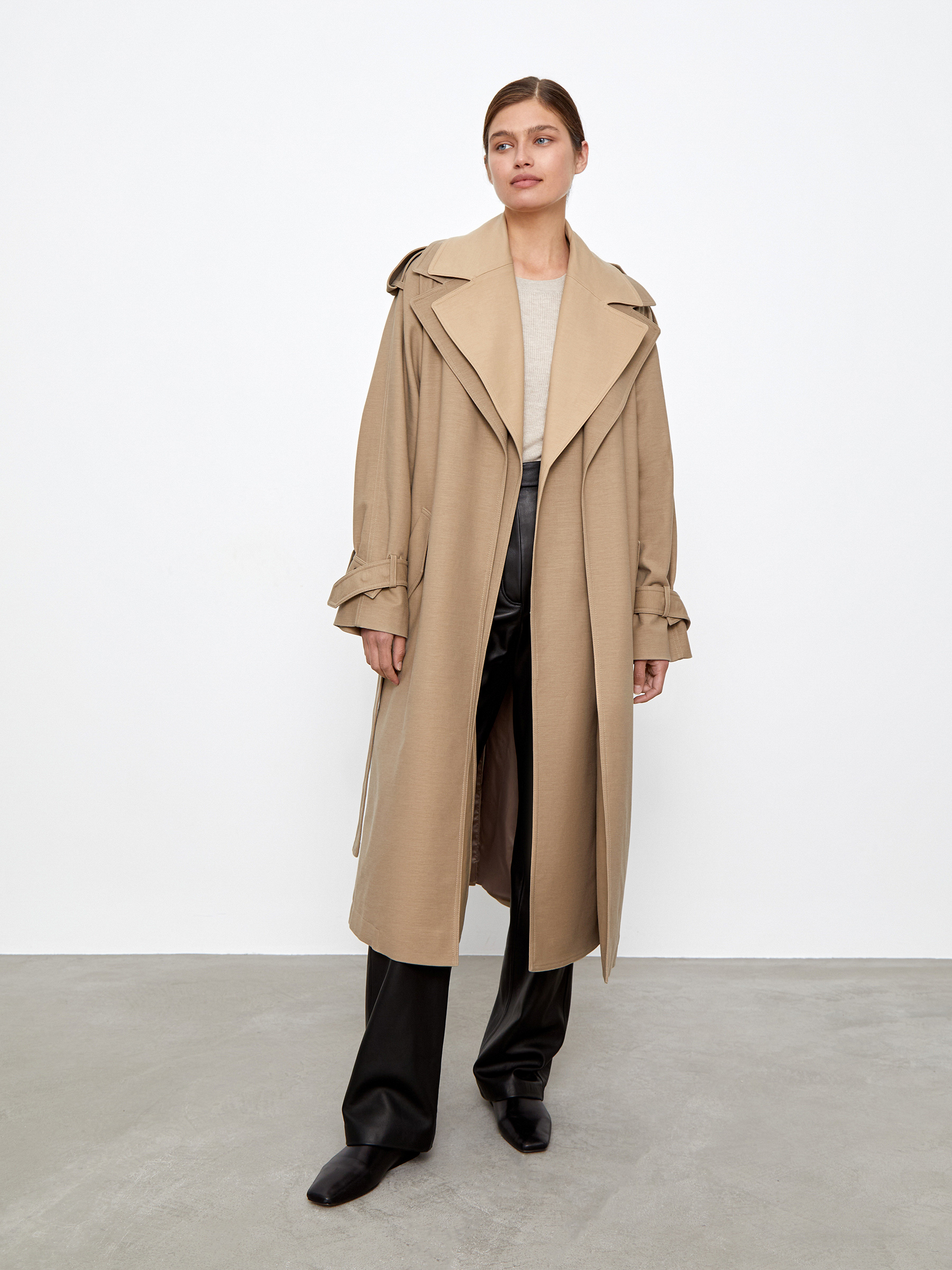 

Тренч с двойными лацканами, Бежевый