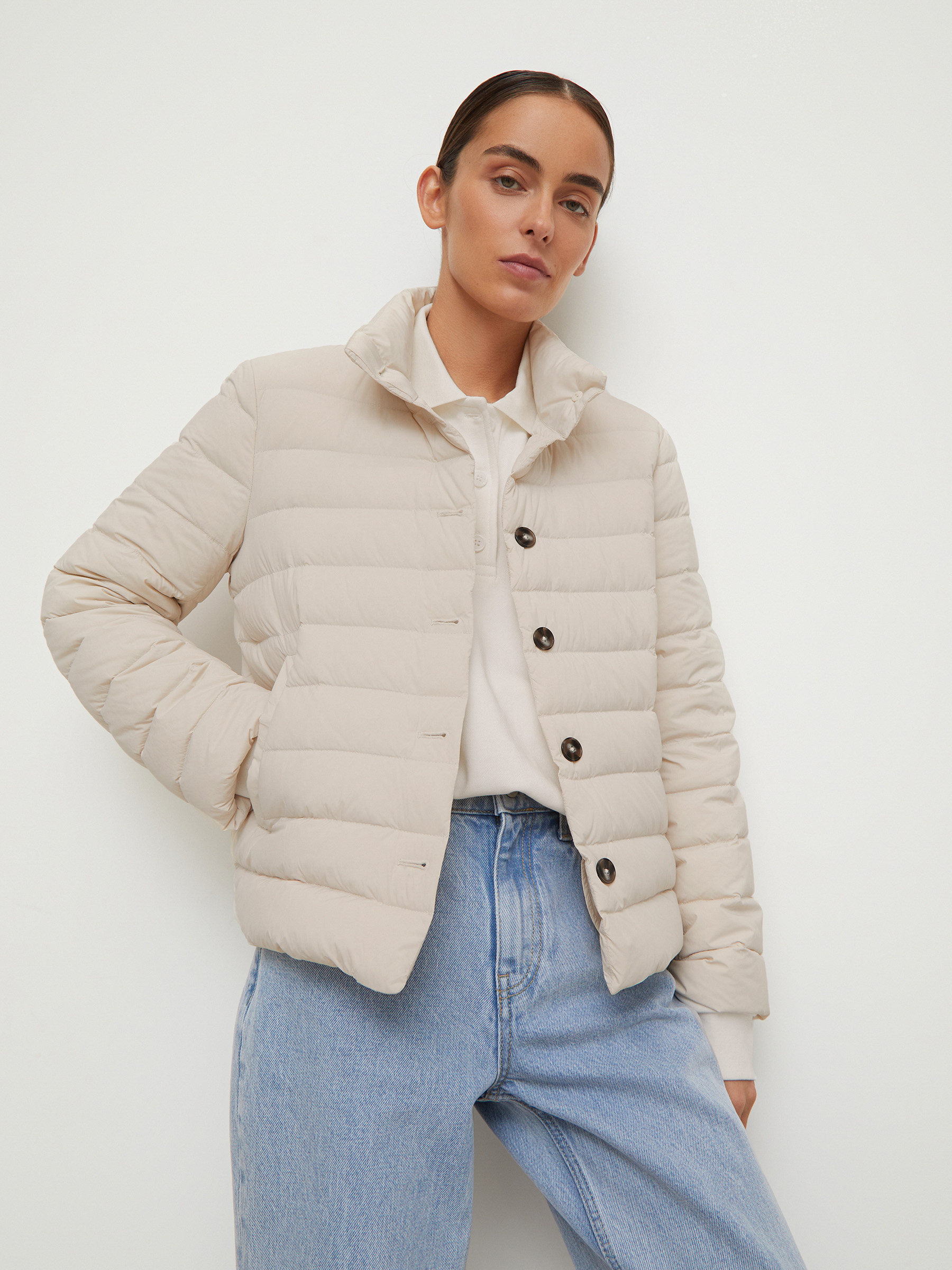 

Ультралегкая пуховая куртка, Молочный