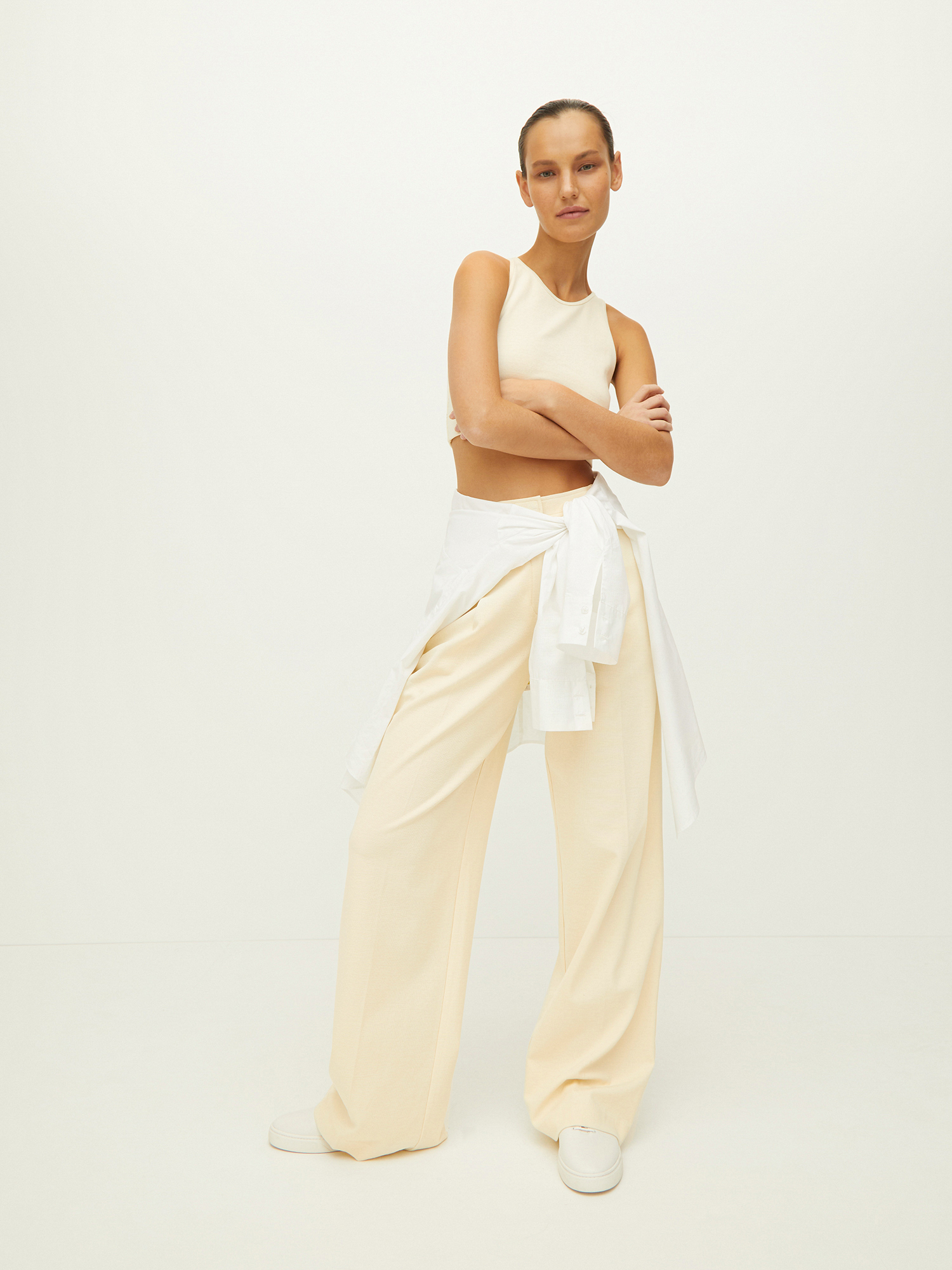 

Брюки из трикотажа прямые, Кремовый