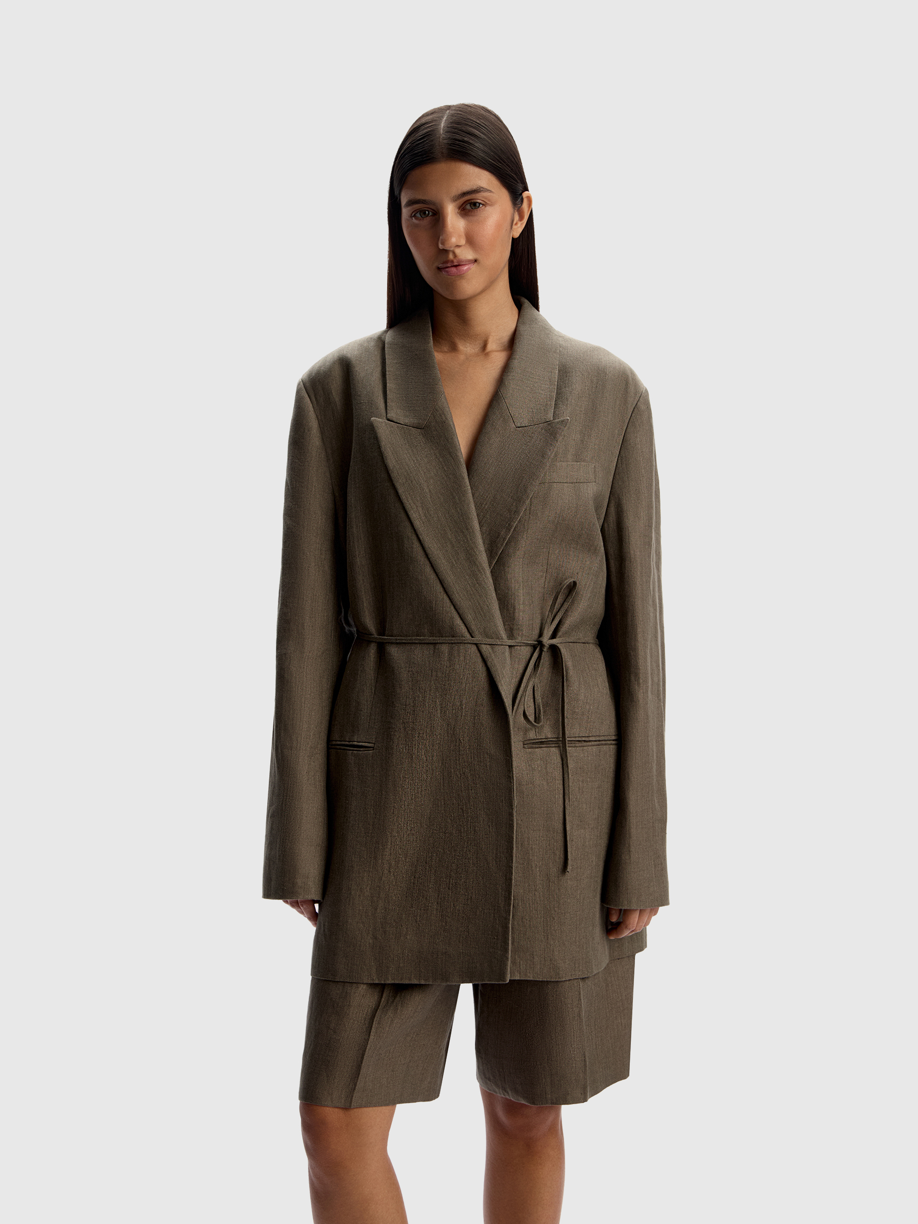 Жакет льняной с поясом 12 STOREEZ 27000₽